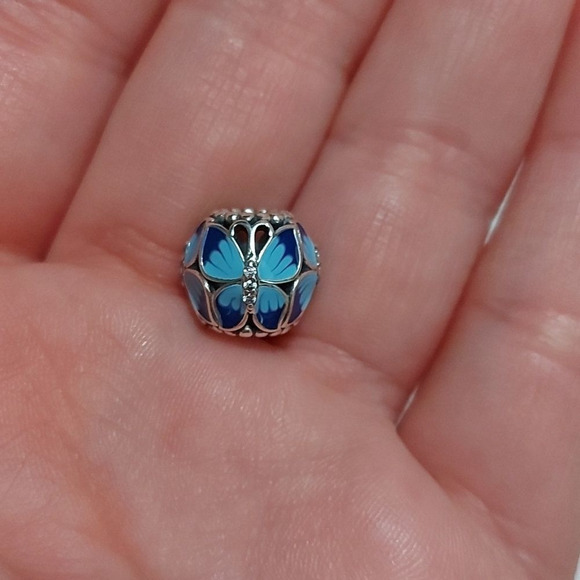 925 Silver Blue Butterfly Charm - Picture 2 of 6